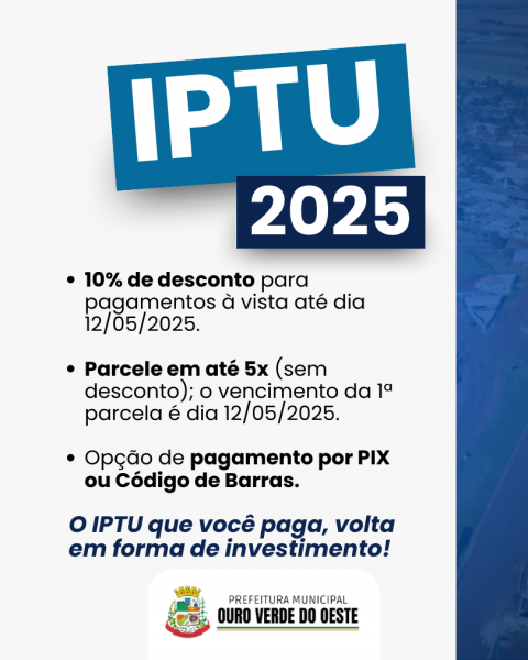 A emissão do IPTU 2025 já está disponível!